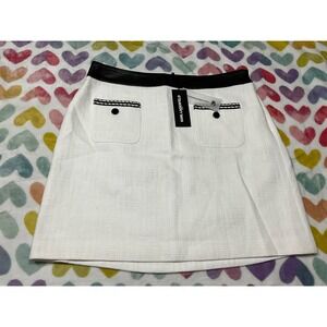 Karl Lagerfeld Paris White‎ Tweed Mini Skirt Pockets